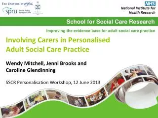 Involving Carers in Personalised Adult Social Care Practice
