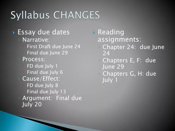 syllabus changes
