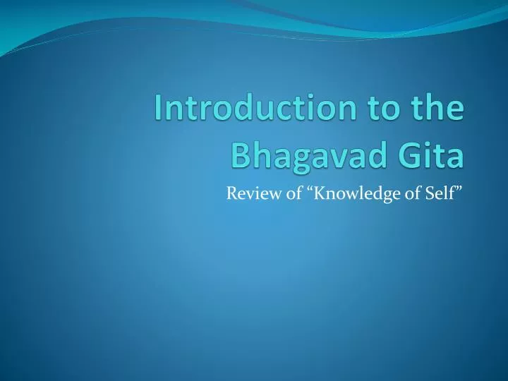 introduction to the bhagavad gita
