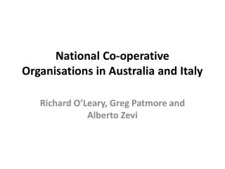 National Co-operative Organisations in Australia and Italy