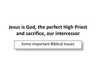 Jesus is God, the perfect High Priest and sacrifice, our intercessor