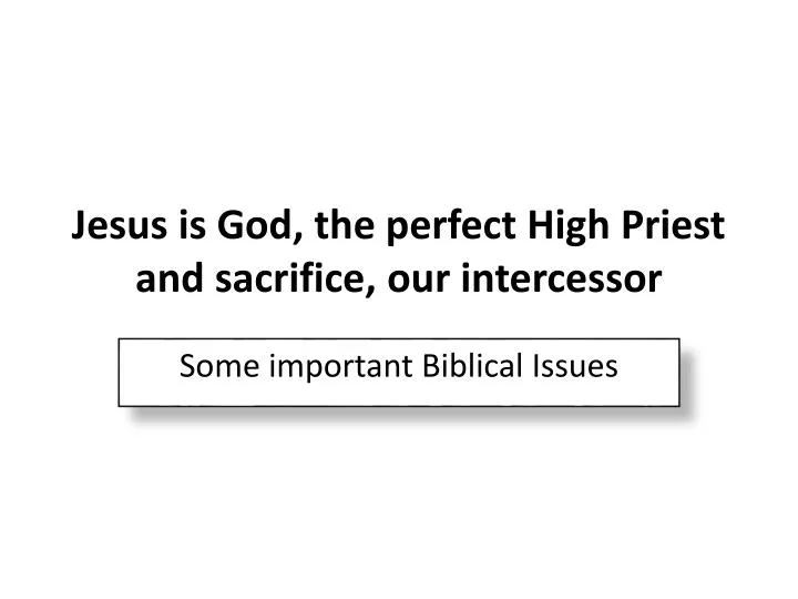 jesus is god the perfect high priest and sacrifice our intercessor