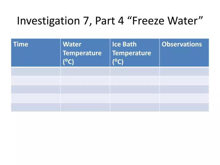 investigation 7 part 4 freeze water