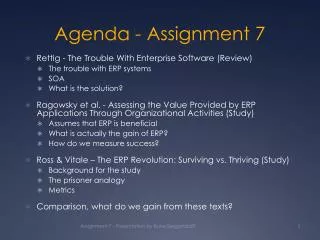 Agenda - Assignment 7