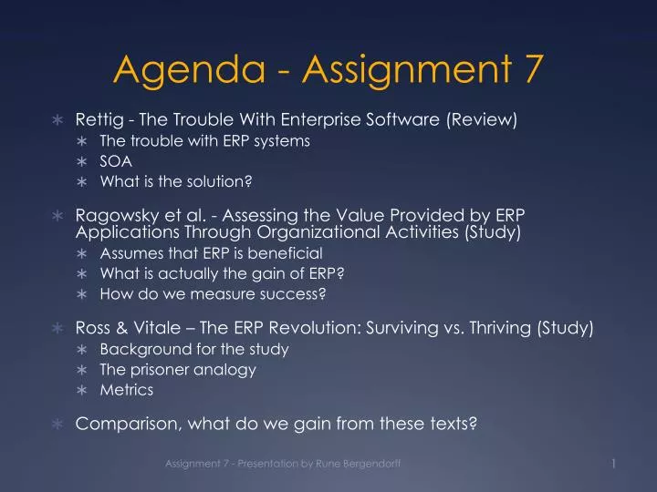 agenda assignment 7
