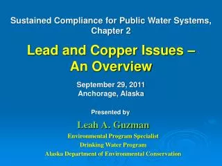 Leah A. Guzman Environmental Program Specialist Drinking Water Program