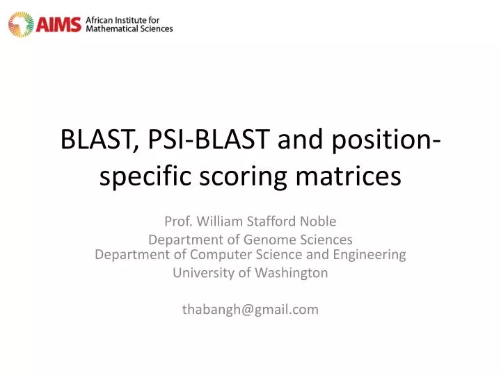 blast psi blast and position specific scoring matrices