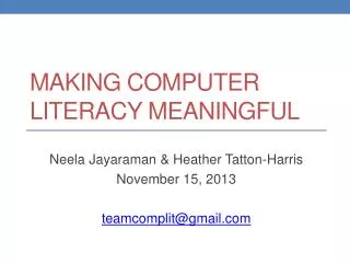 Making Computer Literacy Meaningful