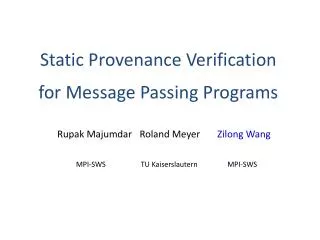 Static Provenance Verification for Message Passing Programs