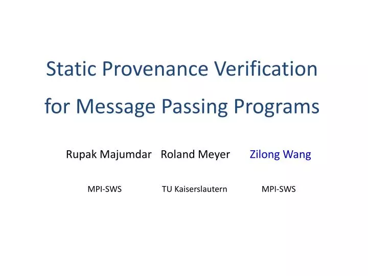 static provenance verification for message passing programs