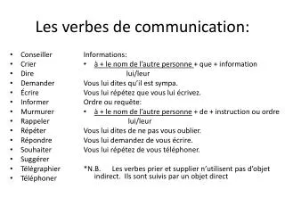 les verbes de communication