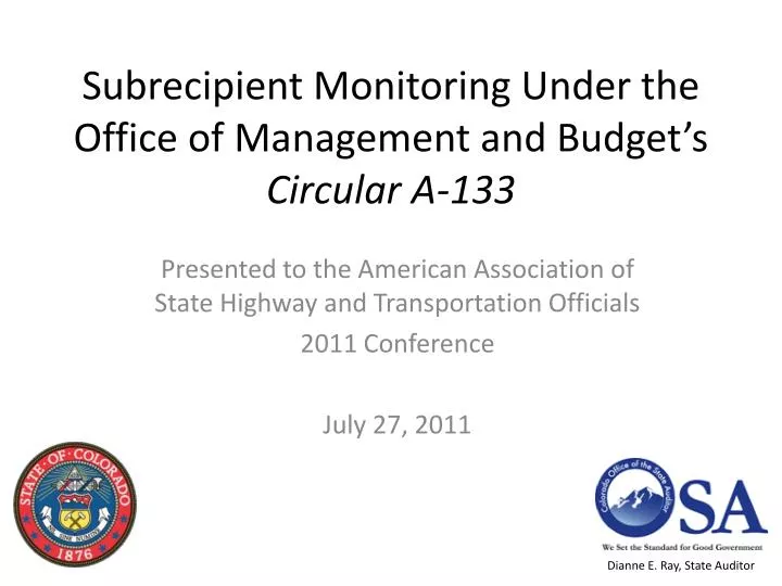 subrecipient monitoring under the office of management and budget s circular a 133
