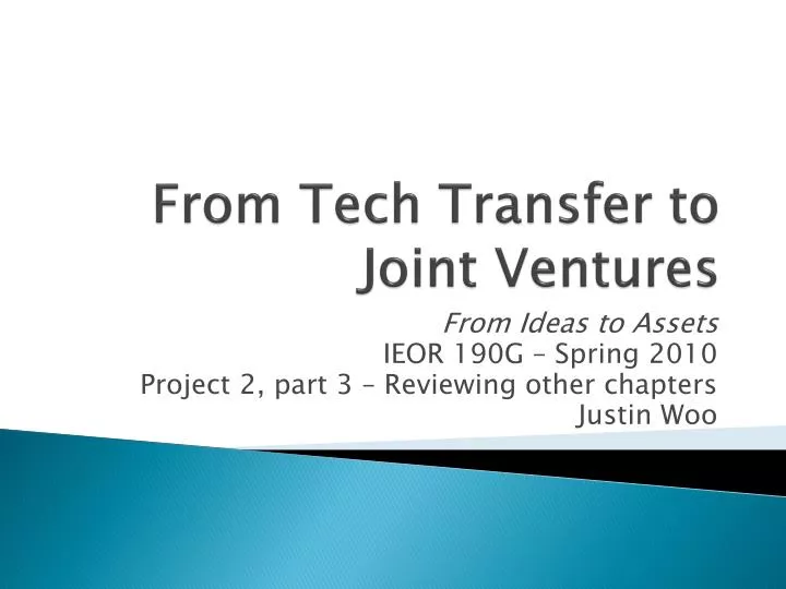 from tech transfer to joint ventures