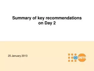 Summary of key recommendations on Day 2