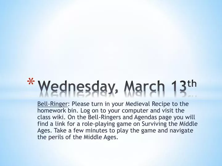 wednesday march 13 th