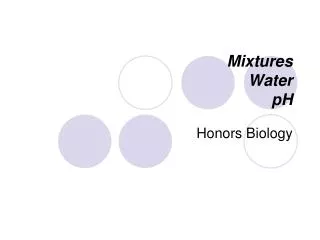 Mixtures Water pH