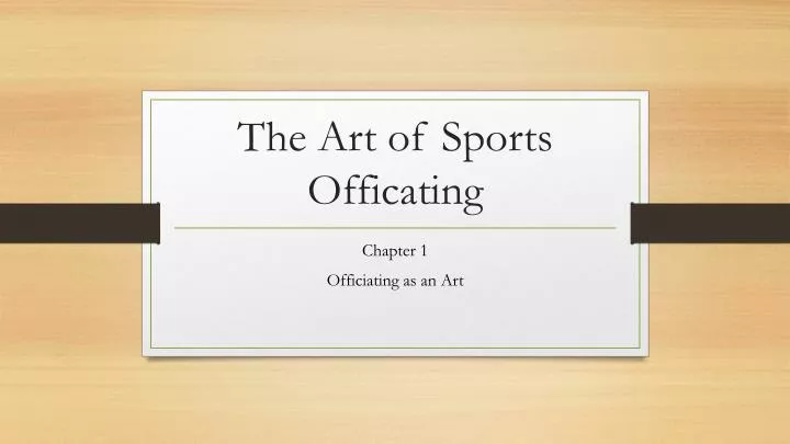the art of sports officating