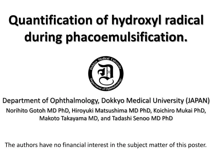 quantification of hydroxyl radical during phacoemulsification