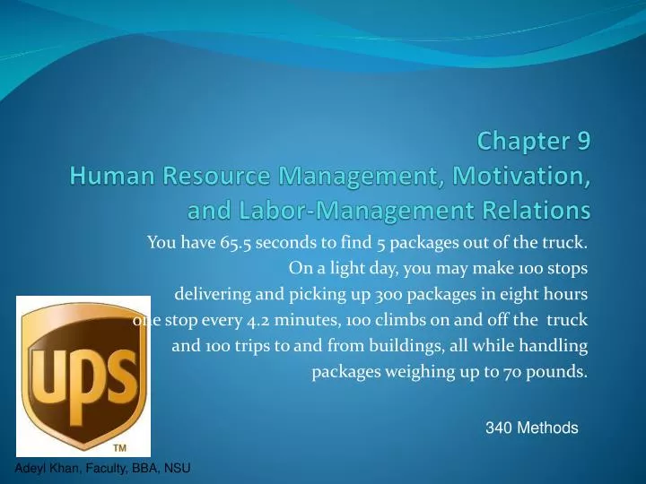 chapter 9 human resource management motivation and labor management relations