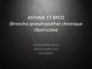 asthme et bpco broncho pneumopathie chronique obstructive