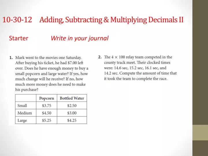 10 30 12 adding subtracting multiplying decimals ii