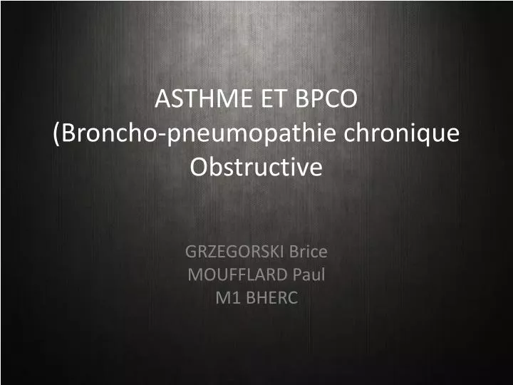 asthme et bpco broncho pneumopathie chronique obstructive