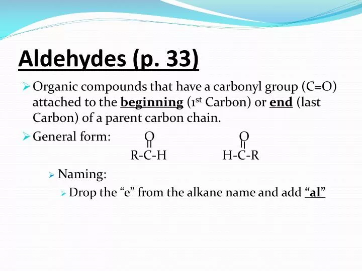 aldehydes p 33