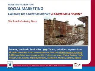 Water Services Trust Fund SOCIAL MARKETING