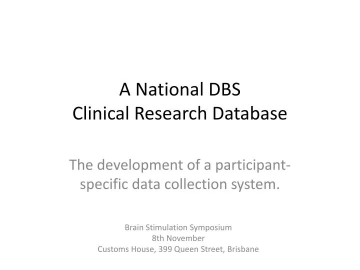 a national dbs clinical research database