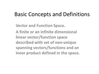Basic Concepts and Definitions