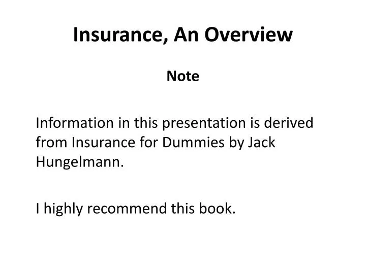 insurance an overview