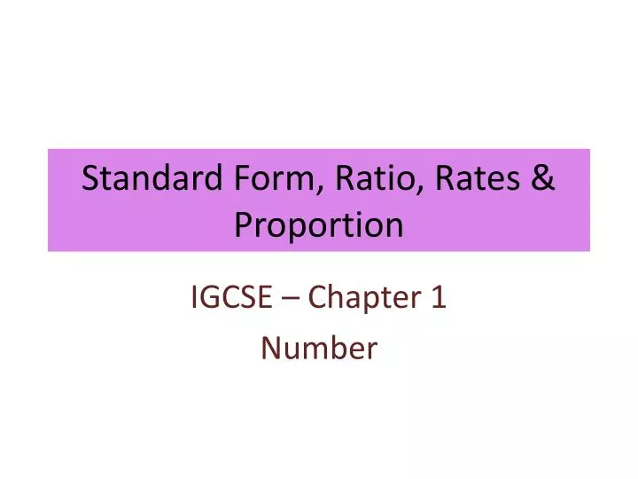 standard form ratio rates proportion