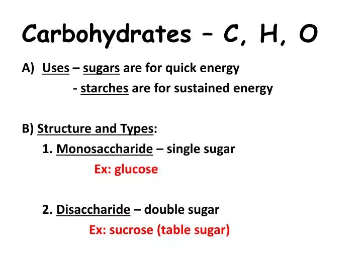 carbohydrates c h o