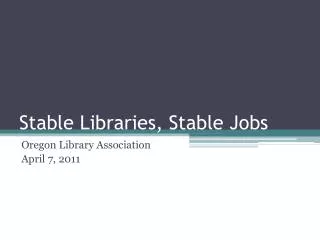 Stable Libraries, Stable Jobs