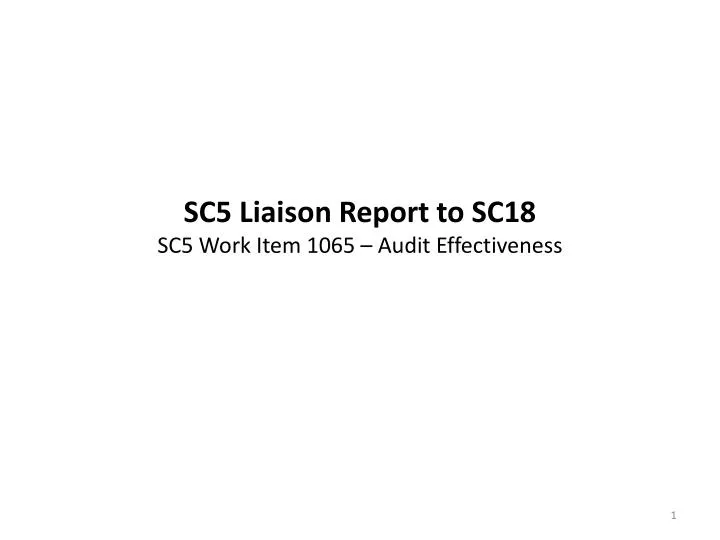 sc5 liaison report to sc18 sc5 work item 1065 audit effectiveness