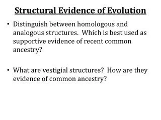 Structural Evidence of Evolution