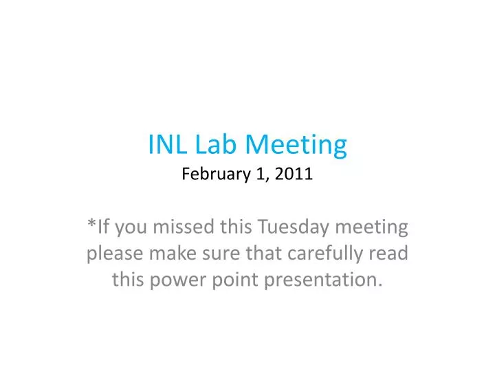 inl lab meeting february 1 2011