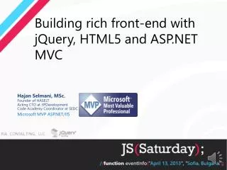Building rich front-end with jQuery, HTML5 and ASP.NET MVC