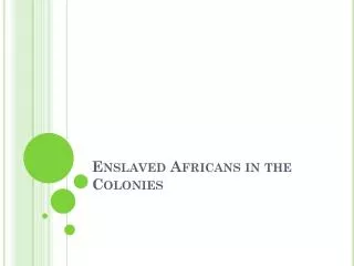 Enslaved Africans in the Colonies