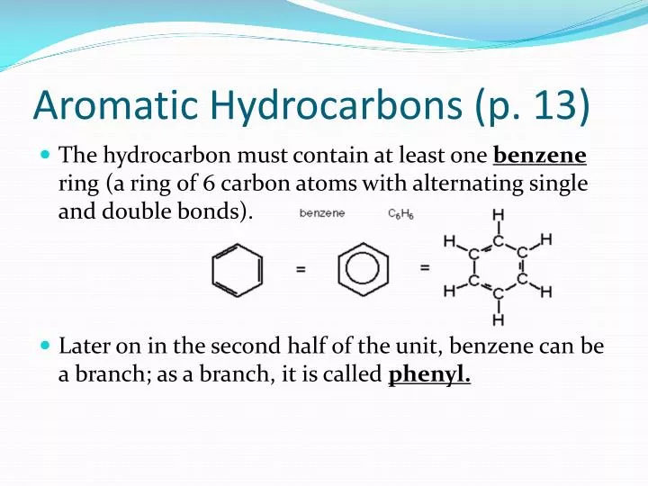 aromatic hydrocarbons p 13