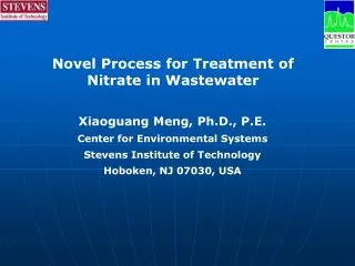 Novel Process for Treatment of Nitrate in Wastewater