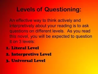 Levels of Questioning: