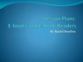 -Lesson Plans- E-books and E-book Readers
