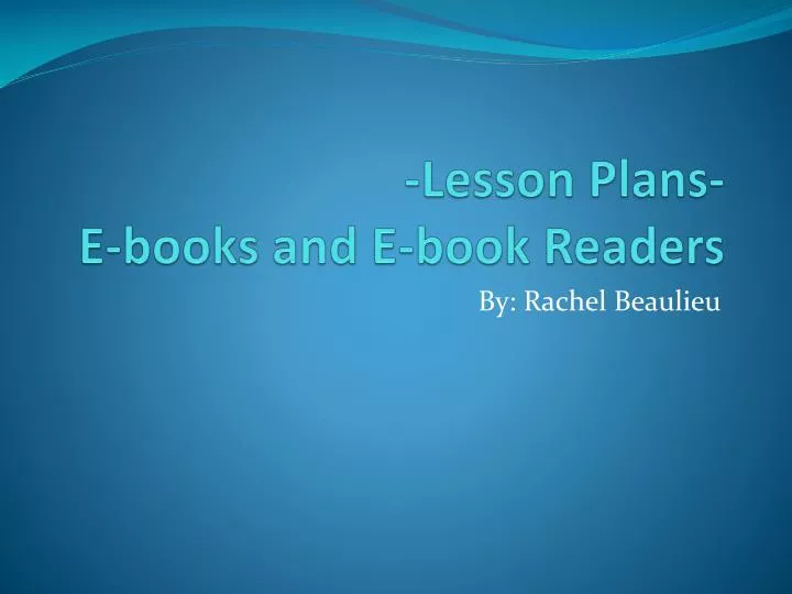 lesson plans e books and e book readers