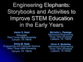 Engineering Elephants: Storybooks and Activities to Improve STEM Education in the Early Years
