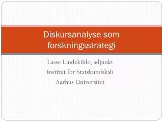 diskursanalyse som forskningsstrategi