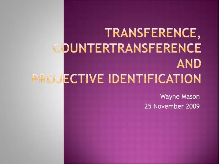 transference countertransference and projective identification