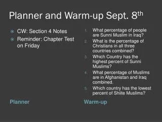 Planner and Warm-up Sept. 8 th