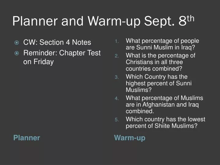 planner and warm up sept 8 th