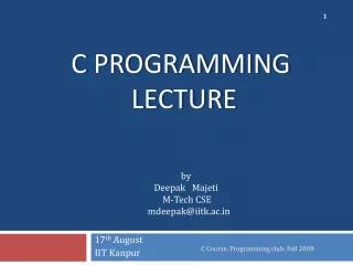 C Programming Lecture
